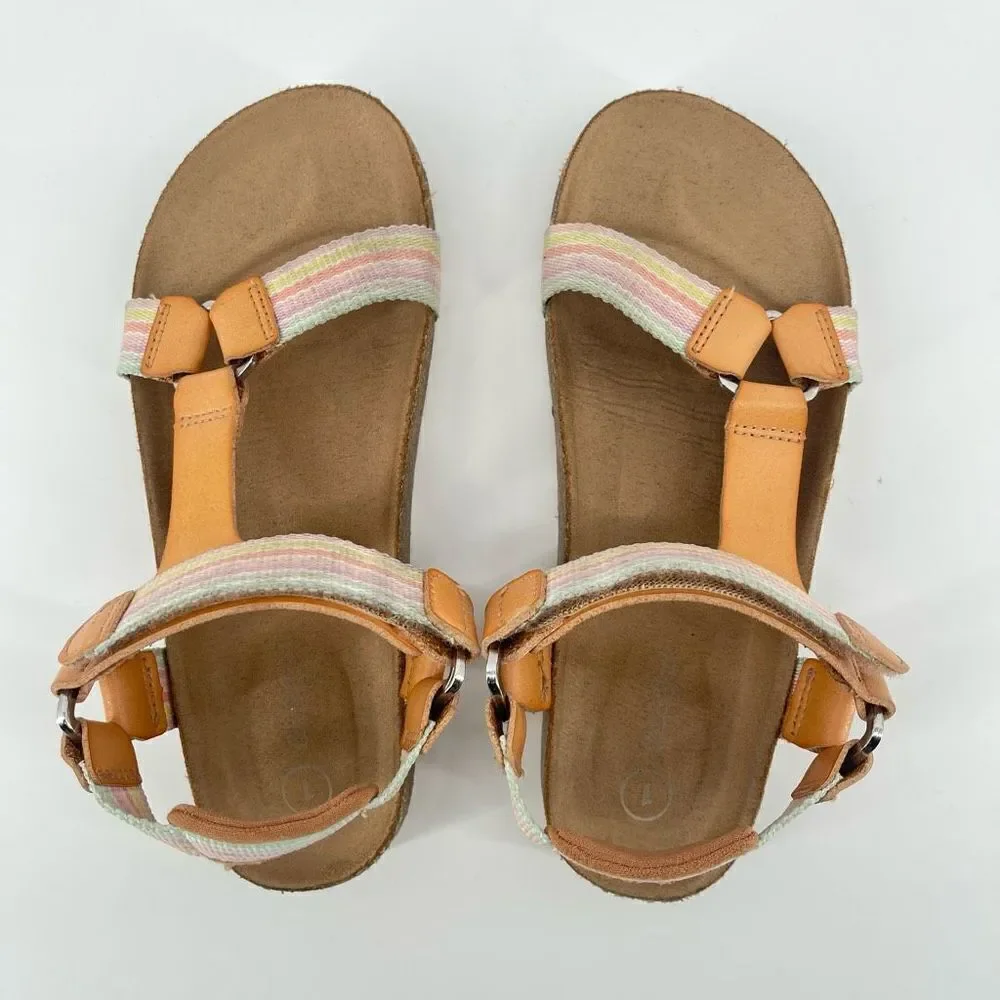 Cat & Jack Val Girl’s Tan Hook and Loop Open Toe Footbed Sandals Size 1
